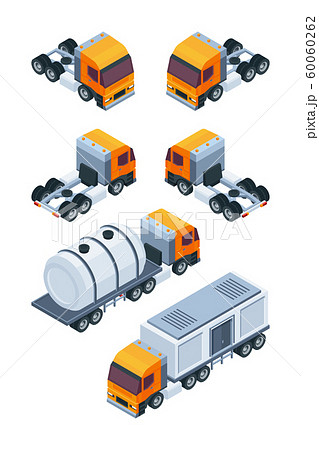Trucks isometric. Pictures of various freight and cargo transport Trucks isometric. Pictures of various freight and cargo transport 60060262