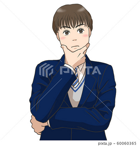 考える男子高校生 冬服 のイラスト素材 考える男子高校生 冬服 のイラスト素材