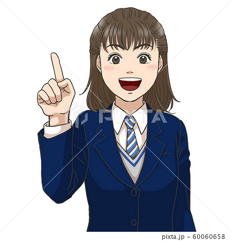 笑顔で説明する女子高校生 冬服 のイラスト素材 笑顔で説明する女子高校生 冬服 のイラスト素材