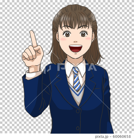 High school girl explaining with a smile (winter clothes) High school girl explaining with a smile (winter clothes) 60060658