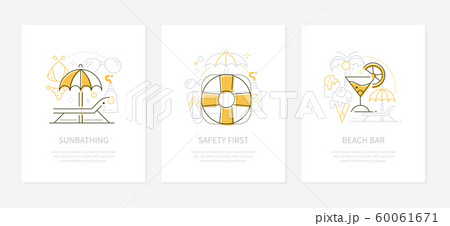Summer vacation concept - line design style banners 60061671