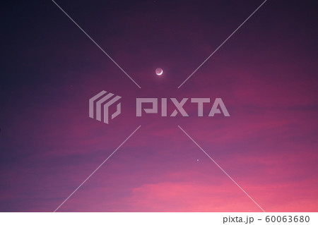Crescent moon and beautiful sky in the evening 60063680