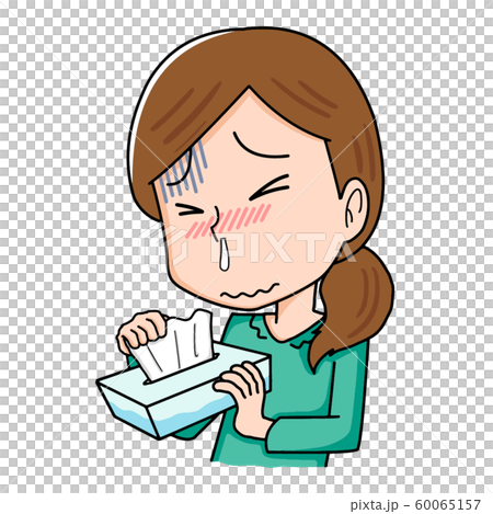 風邪　鼻水　女性　病気　体調不良 60065157