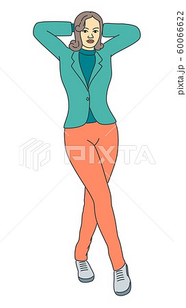 Young lady posture outline vector illustration art 60066622