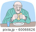 Eating bread old wrinkled man, vector illustration 60066626