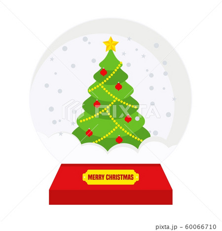 Glass christmas snowball Flat vector cartoon illustration. Glass christmas snowball Flat vector cartoon illustration. 60066710