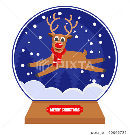 Glass christmas snowball Flat vector cartoon illustration. 60066725