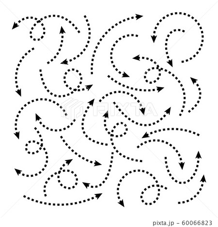 Black Dotted Hand Drawn Arrows Set on White Background. Arrow, Cursor Icon. Vector Pointers 60066823