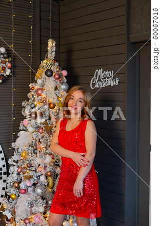 Beautiful happy woman in new year decor. New Year 60067016