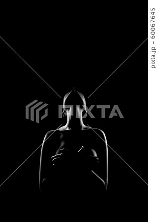 female silhouette on black female silhouette on black 60067645