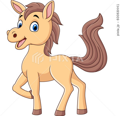 Cute Baby Pony Cartoon Isolated On White のイラスト素材