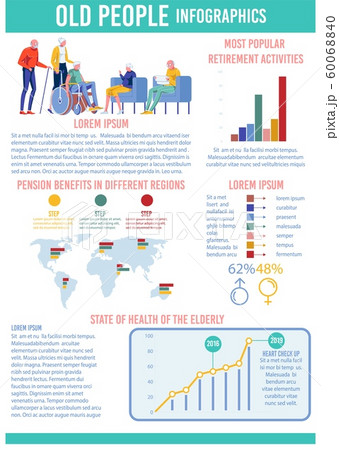 Aging Population Infographic With Old People.のイラスト素材 [60068840] - PIXTA