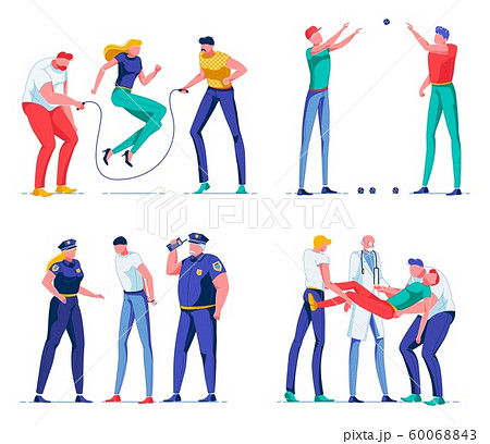 Scenes with Cartoon People Play, Police, Doctor. Scenes with Cartoon People Play, Police, Doctor. 60068843