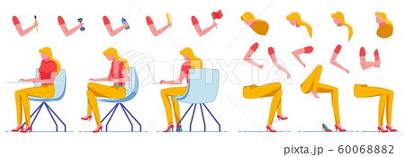 Woman Work in Office Constructor with Body Parts. 60068882