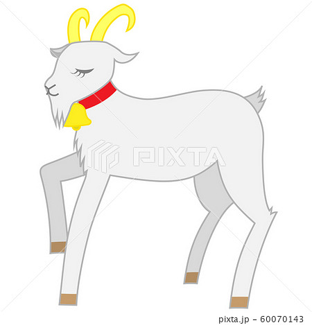 赤い首輪をつけたヤギのイラストのイラスト素材