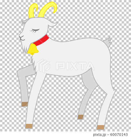 赤い首輪をつけたヤギのイラストのイラスト素材