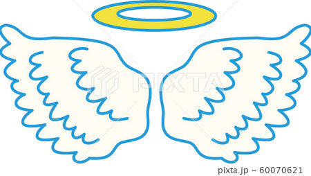 天使 翼 羽根 光輪 天使の輪 跳ぶ デザイン イラストのイラスト素材