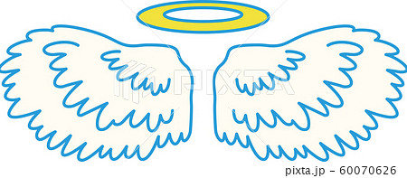 天使 翼 羽根 光輪 天使の輪 跳ぶ デザイン イラストのイラスト素材