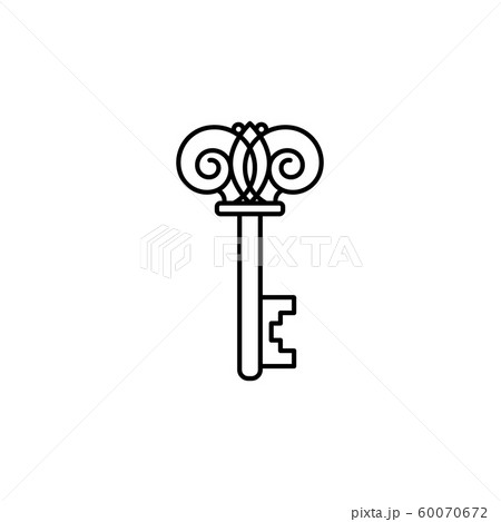 Outline vintage key. Vector logos and signs in linear style. Abstract design elements. Outline vintage key. Vector logos and signs in linear style. Abstract design elements. 60070672