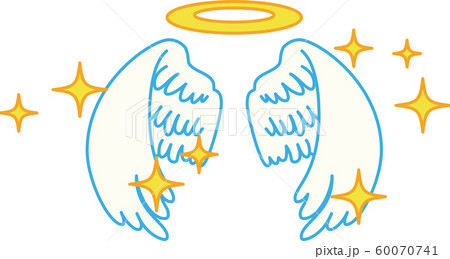 天使 翼 羽根 光輪 天使の輪 跳ぶ 輝き ピカピカ キラキラ イラストの