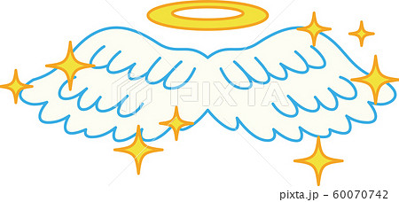 天使 翼 羽根 光輪 天使の輪 跳ぶ 輝き ピカピカ キラキラ イラストのイラスト素材