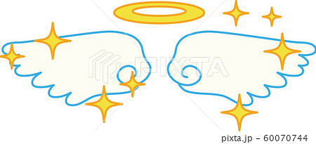 天使 翼 羽根 光輪 天使の輪 跳ぶ 輝き ピカピカ キラキラ イラストのイラスト素材
