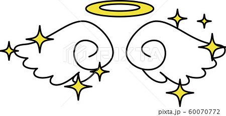 天使 翼 羽根 光輪 天使の輪 跳ぶ 輝き ピカピカ キラキラ イラストの