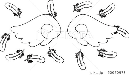 天使 翼 羽根 跳ぶ 舞う デザイン イラストのイラスト素材