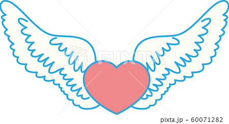 天使 翼 羽根 光輪 天使の輪 跳ぶ ハート バレンタインデー 結婚式 恋愛 イラストのイラスト素材