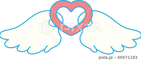 天使 翼 羽根 光輪 天使の輪 跳ぶ ハート バレンタインデー 結婚式 恋愛 イラスト 60071283