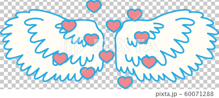 天使 翼 羽根 光輪 天使の輪 跳ぶ ハート バレンタインデー 結婚式 恋愛 イラストのイラスト素材