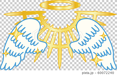 天使 翼 羽根 光輪 天使の輪 跳ぶ 神光 十字架 デザイン イラストのイラスト素材