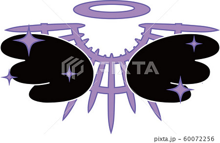 天使 翼 羽根 光輪 天使の輪 跳ぶ 神光 十字架 デザイン イラストのイラスト素材