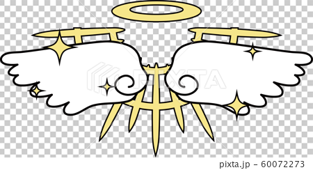 天使 翼 羽根 光輪 天使の輪 跳ぶ 神光 十字架 デザイン イラストのイラスト素材