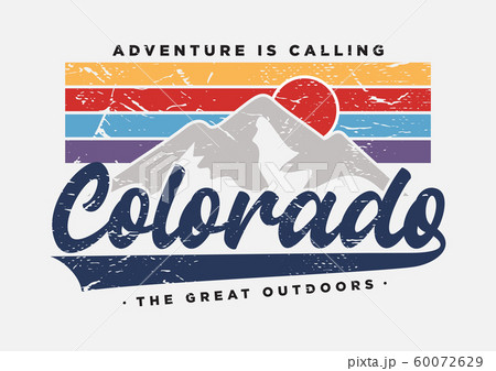 colorado typography slogan with sun and mountain 60072629