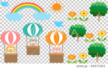 どうぶつさんイラスト 気球 のイラスト素材