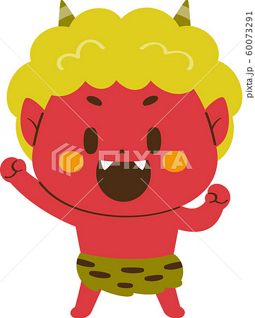 ちび鬼 赤 のイラスト素材