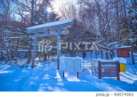 冬の長野県 朝の蓼科山 七合目登山口 60074063