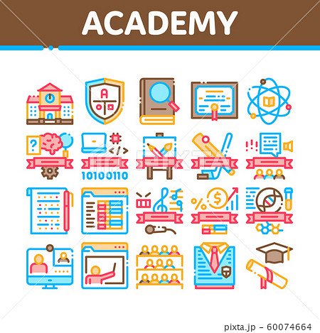 Academy Educational Collection Icons Set Vector Academy Educational Collection Icons Set Vector 60074664