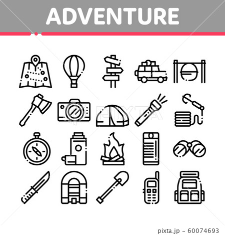 Adventure Collection Elements Icons Set Vector Adventure Collection Elements Icons Set Vector 60074693