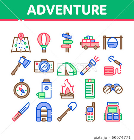 Adventure Collection Elements Icons Set Vector Adventure Collection Elements Icons Set Vector 60074771