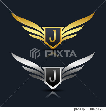 Wings Shield Letter J Logo Template 60075175