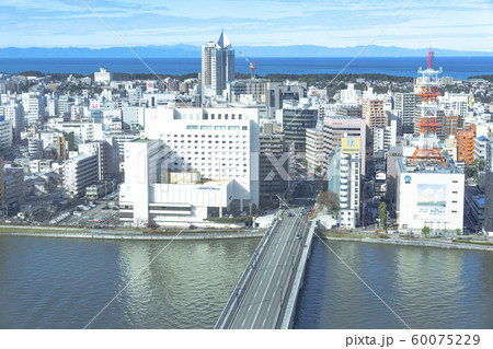 新潟市　萬代橋と新潟島の街並み 60075229
