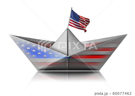 Paper boat with the United states of America flag isolated on white Paper boat with the United states of America flag isolated on white 60077462