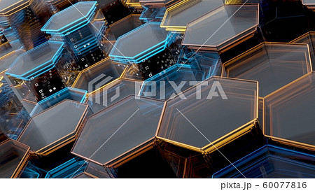 Abstract Glass Background of Hexagons. 3D illustration 60077816