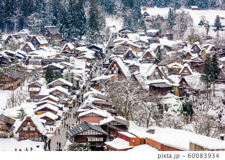 Shirakawago, Gifu, Japan Winter Village 60083934