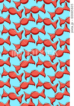 Candies in red wrapper seamless pattern on blue background 60085605