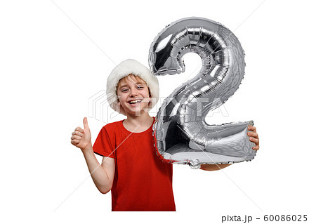 Silver inflatable ball number 2 in the hands of 60086025
