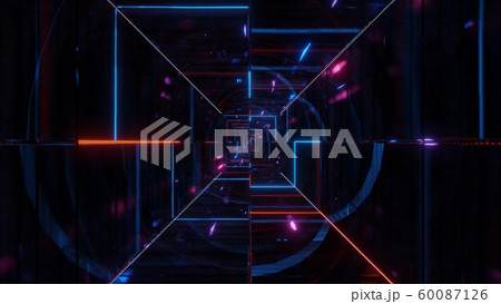 highly abstract glowing wireframe fragments 3d illustration wallpaper background design, 60087126
