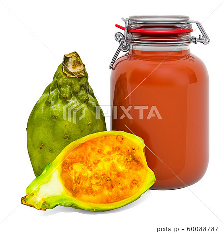 Jar of Prickly Pear Jam with opuntia cactus 60088787
